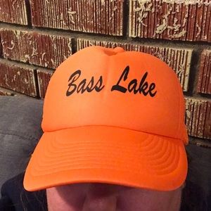 2/$30 Bass Lake neon orange adjustable snap back must bundle